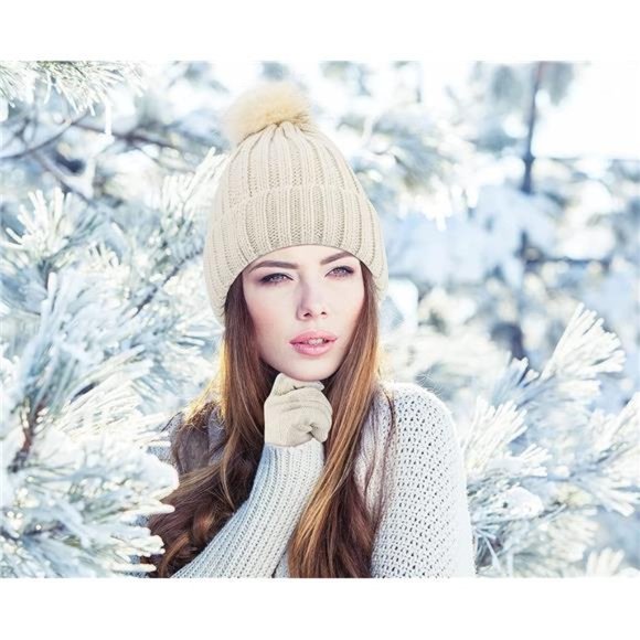 Women\'s Winter Beanie Hat and Gloves Set Soft Knit Warm main image 5